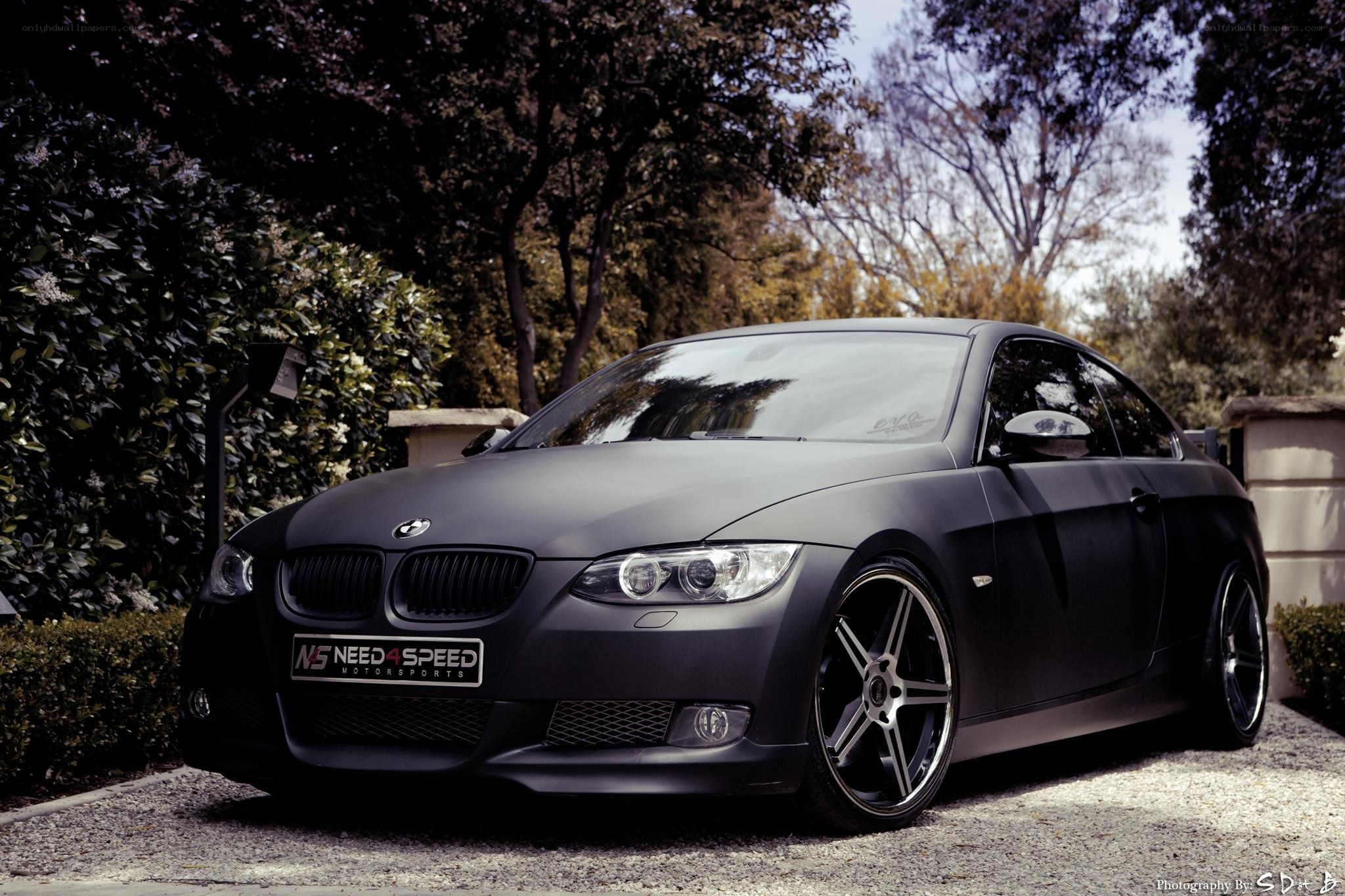 Matte black BMW coupe