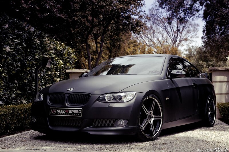 Matte Black Bmw Coupe — Dramatic, Afternoon, Photograph, Car, Trees