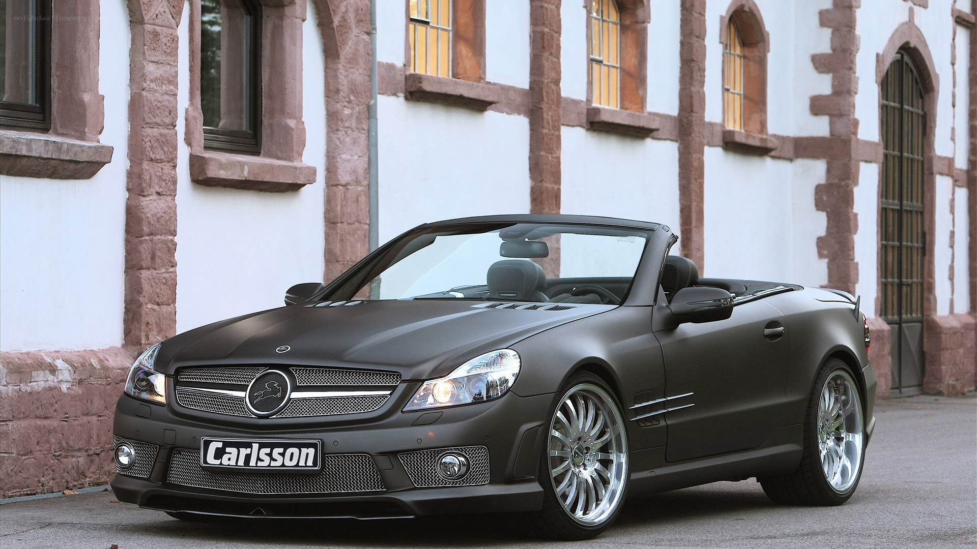 Matte black convertible car