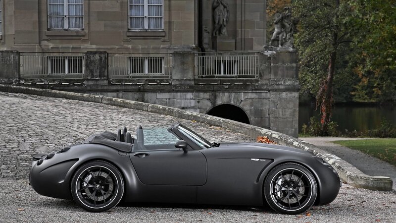 Matte black convertible sports car