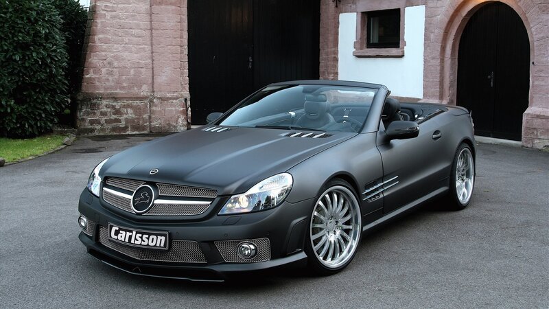 Matte black convertible sports car