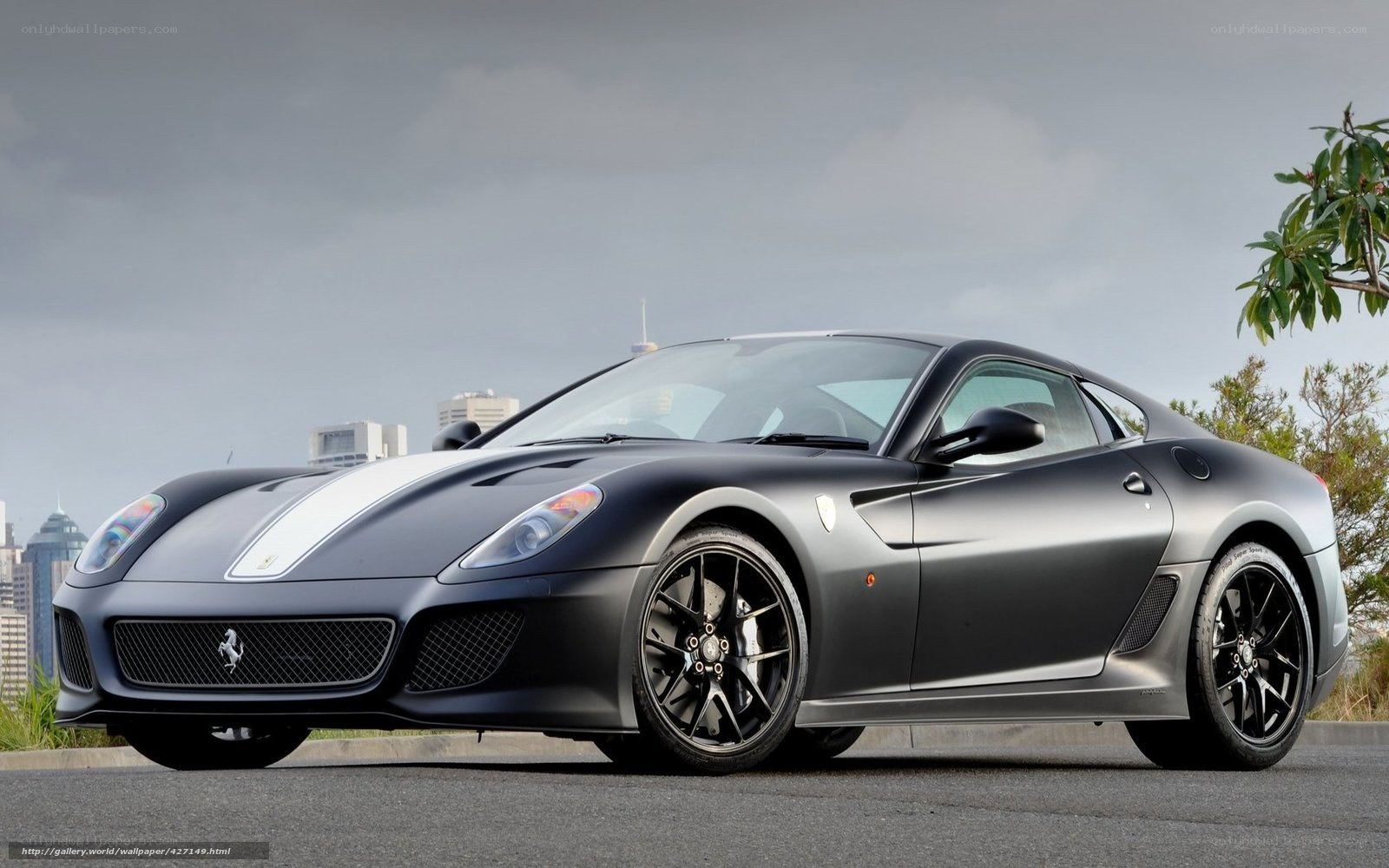 Matte black Ferrari sports car