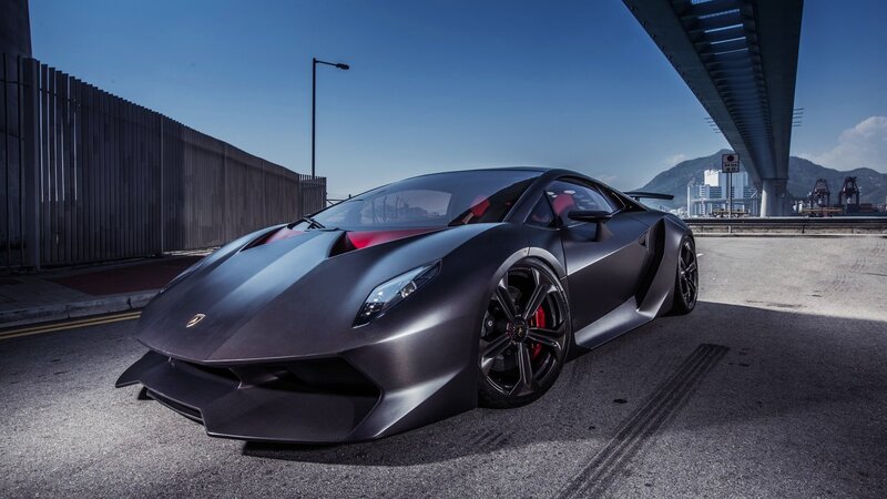 Matte black Lamborghini sports car