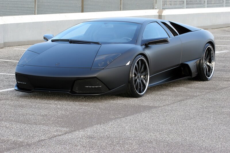 Matte black Lamborghini sports car