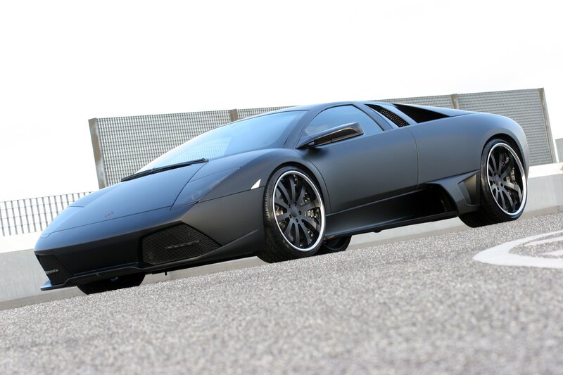 Matte black Lamborghini sports car