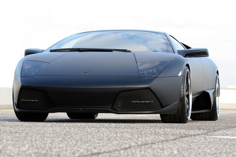 Matte black Lamborghini sports car