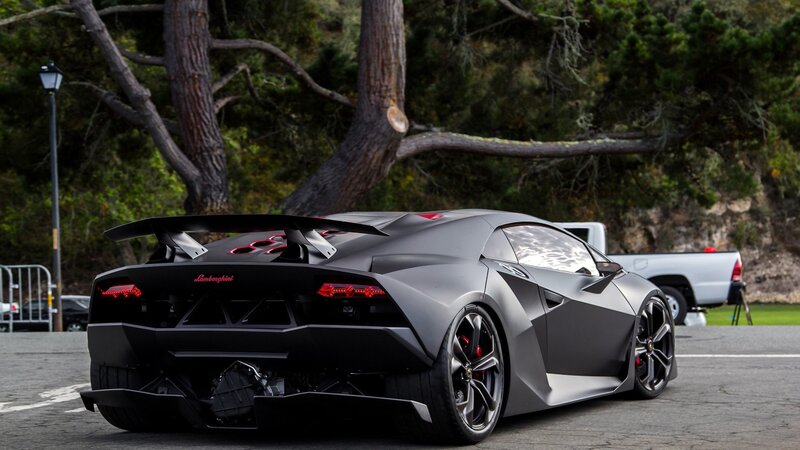 Matte black Lamborghini sports car