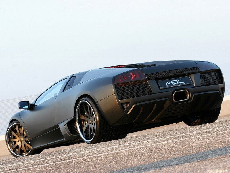 Matte black Lamborghini sports car