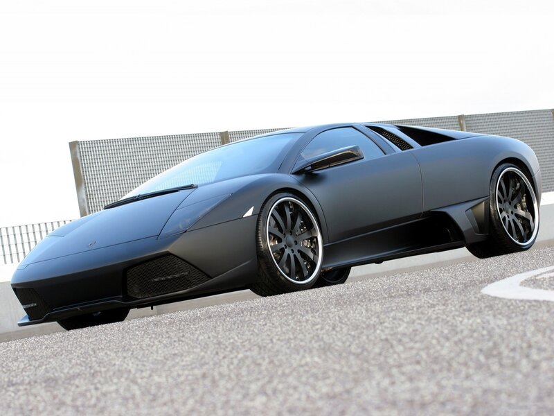Matte black Lamborghini sports car