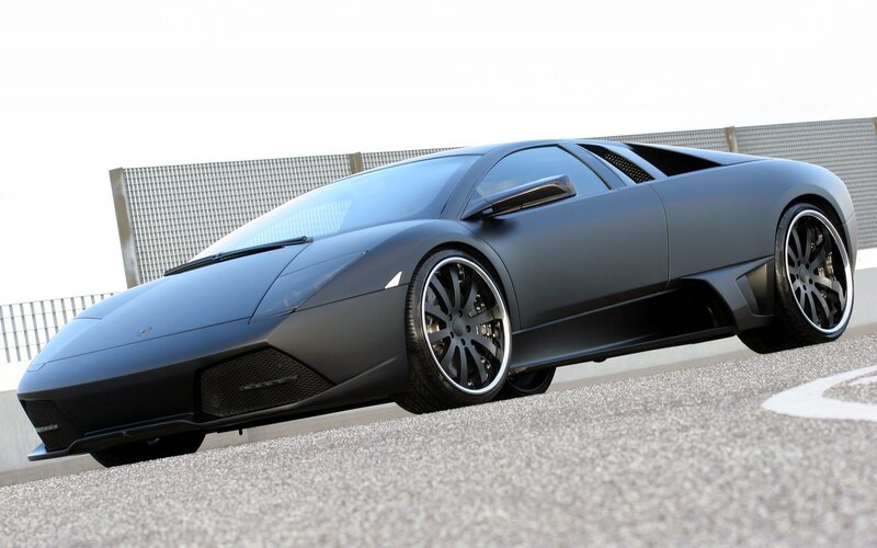 Matte black Lamborghini sports car