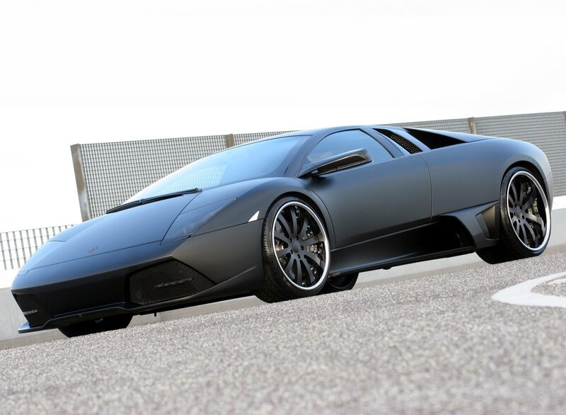 Matte black Lamborghini sports car