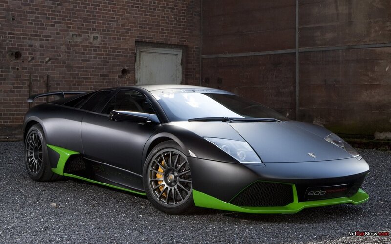 Matte black Lamborghini with green accents