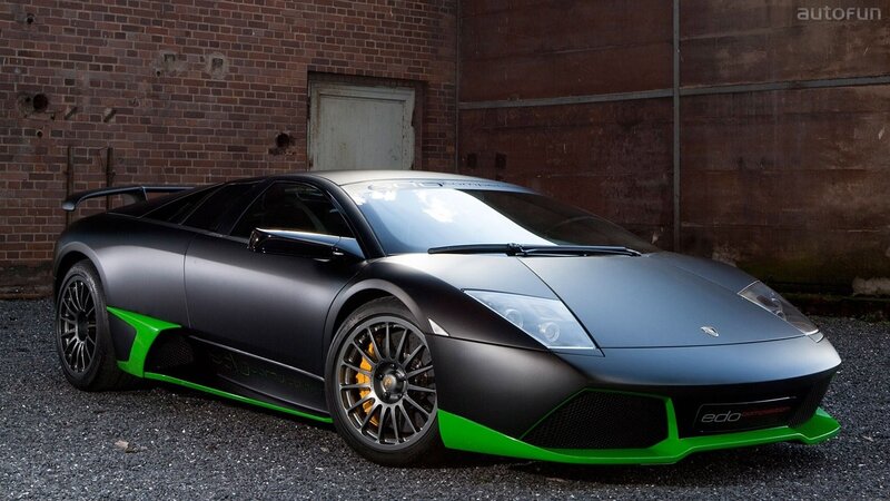 Matte black Lamborghini with green accents