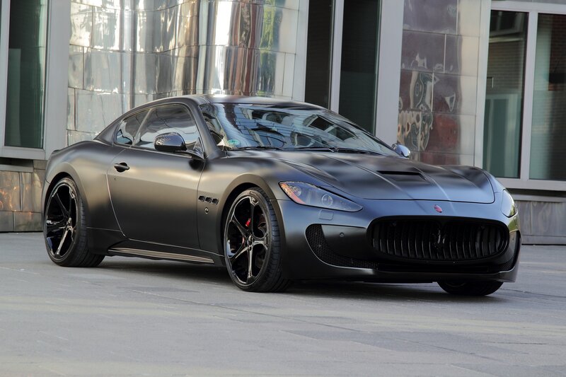 Matte black Maserati sports car