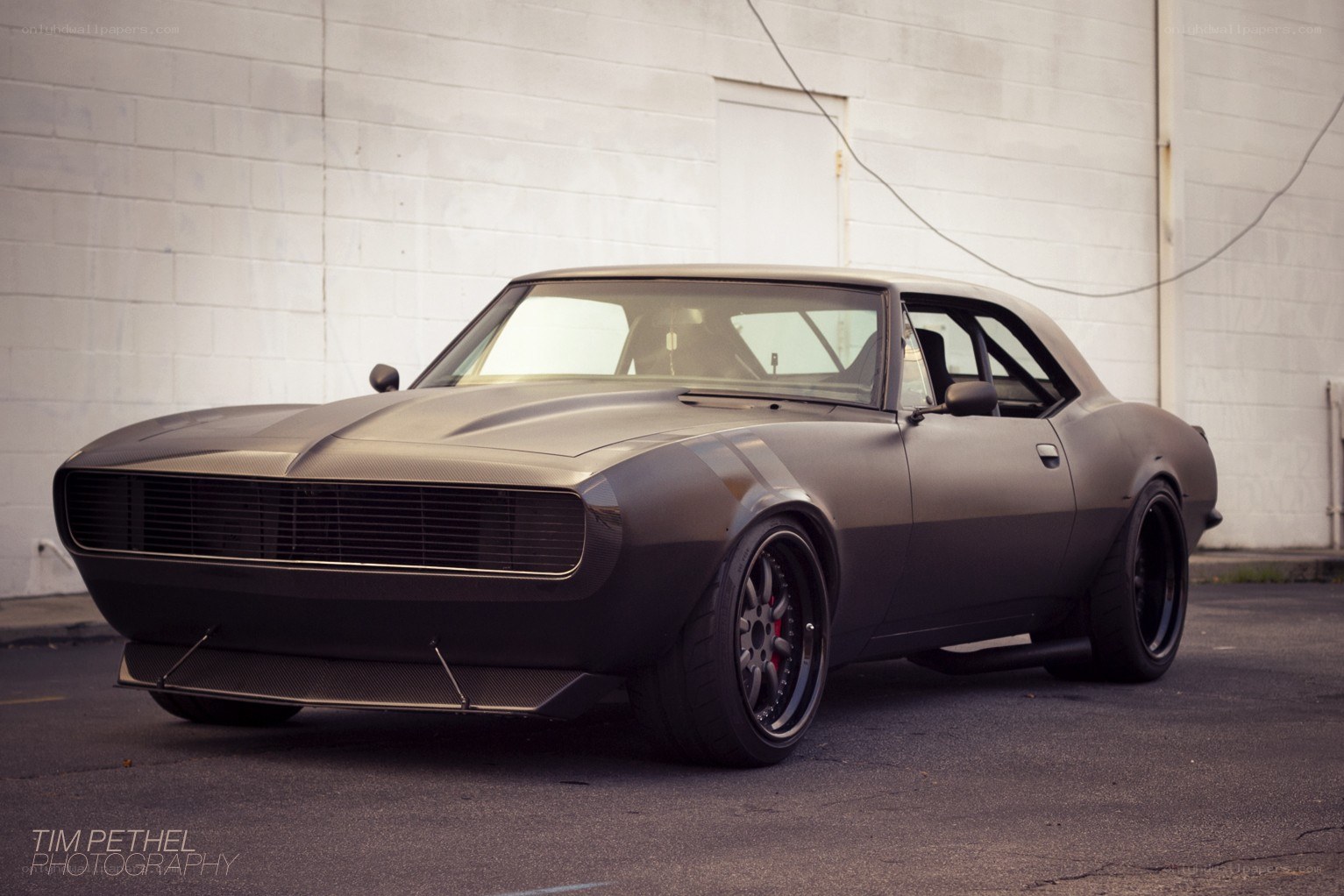 matte black muscle car