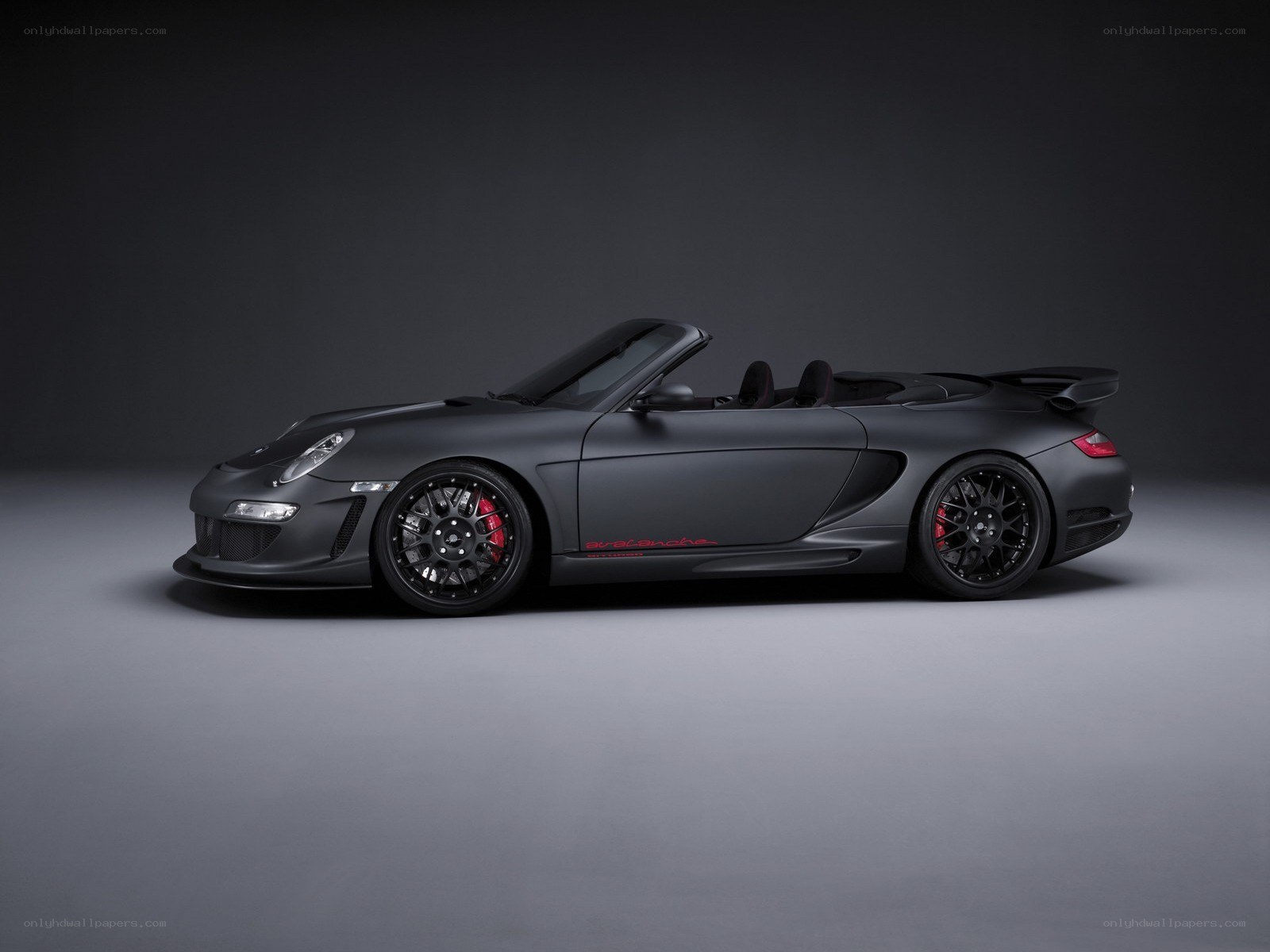 Matte black Porsche convertible