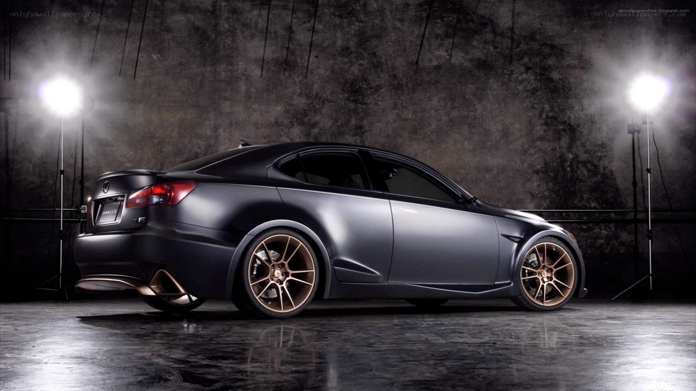 matte black sedan with gold wheels