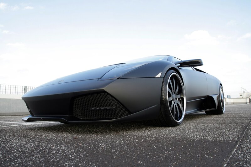 Matte black sports car