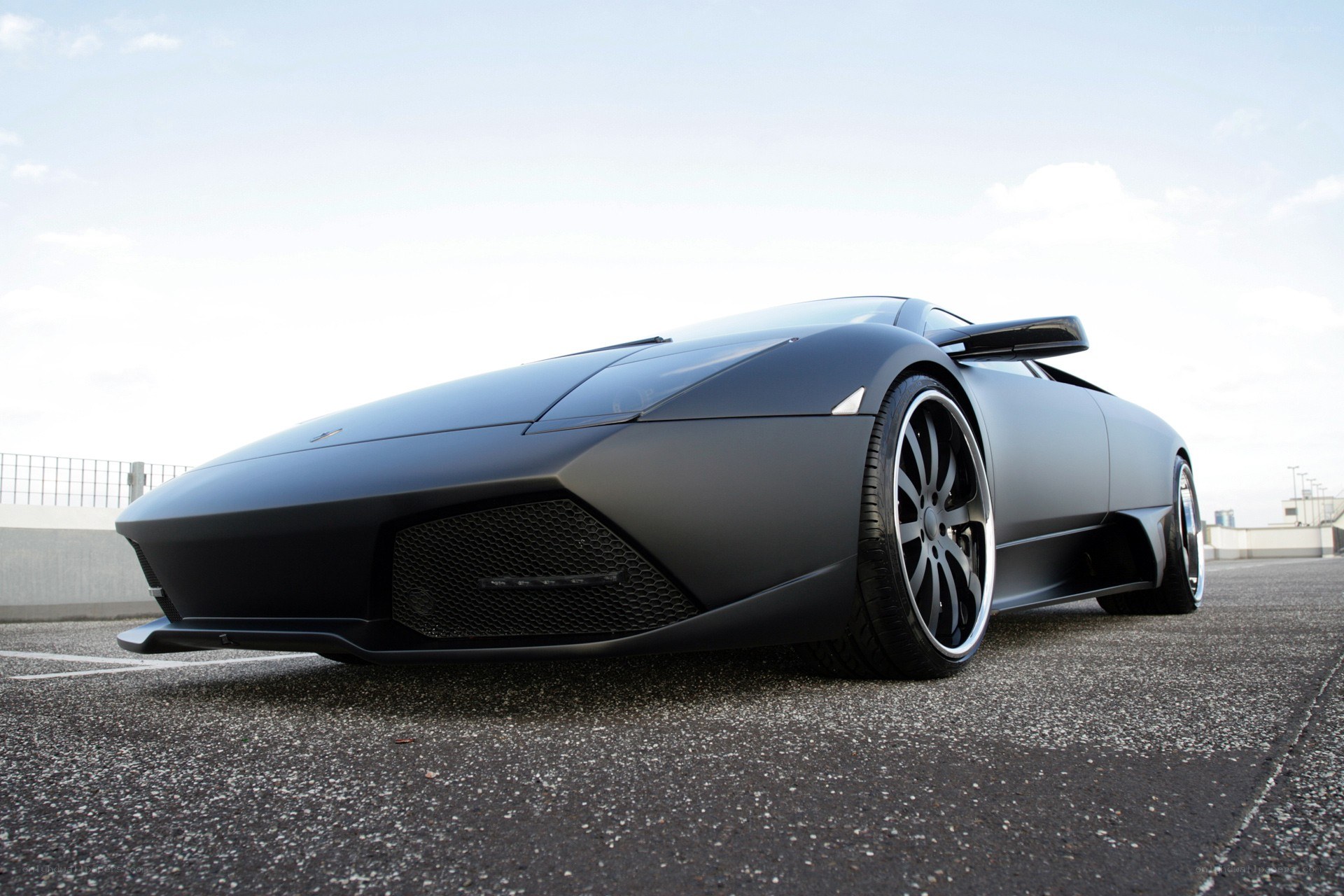 Matte black sports car