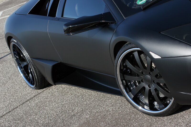 Matte black sports car