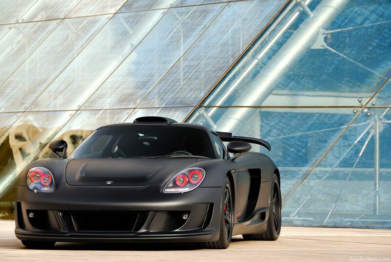 Matte black sports car