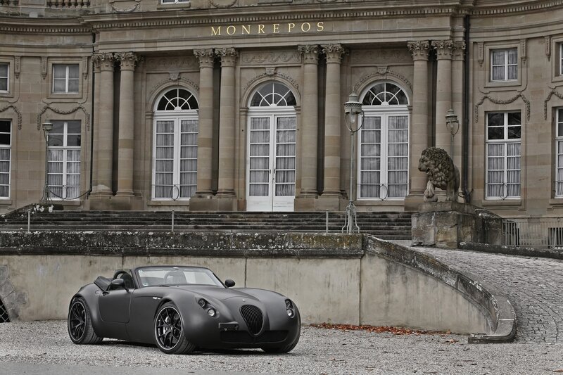 Matte black sports car at Monrepos
