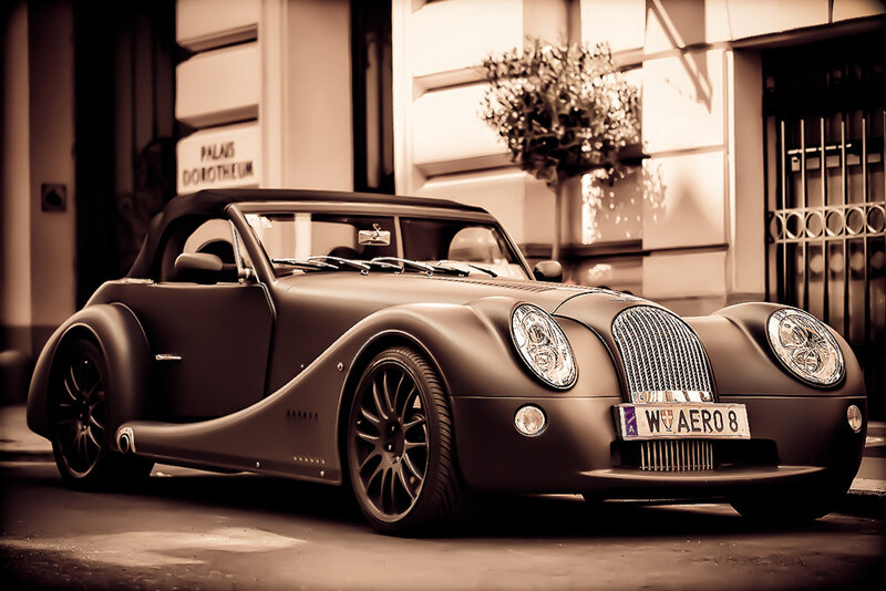 Matte Black Sports Car — Brown