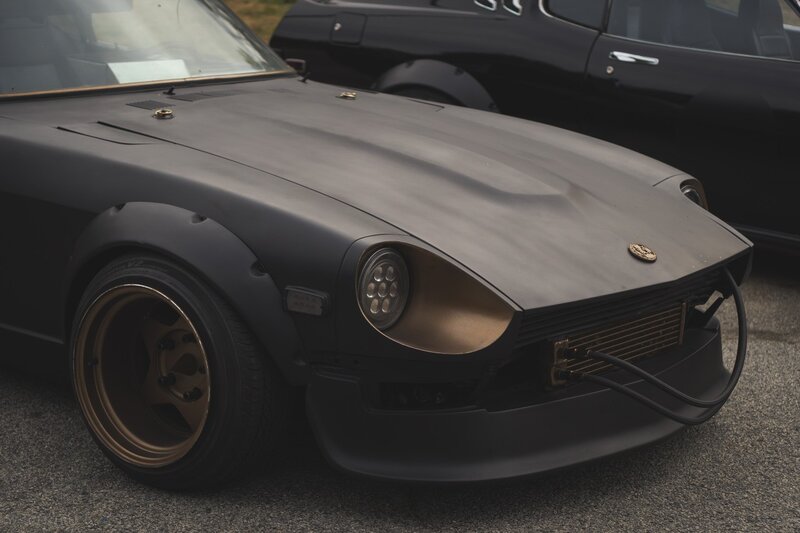 Matte Black Sports Car — Dramatic, Photograph, Wheel