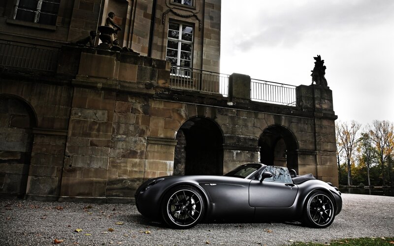 Matte Black Sports Car — Gray, Dramatic