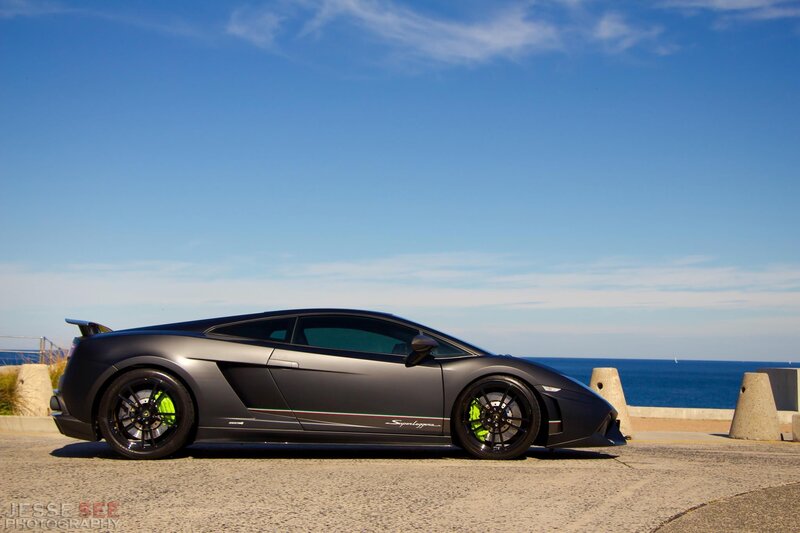 Matte Black Sports Car — Gray, Serene