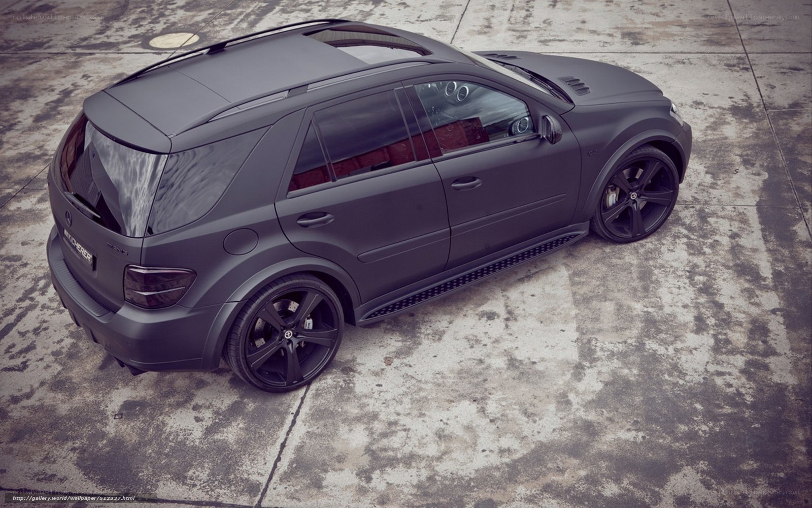 matte black SUV from above