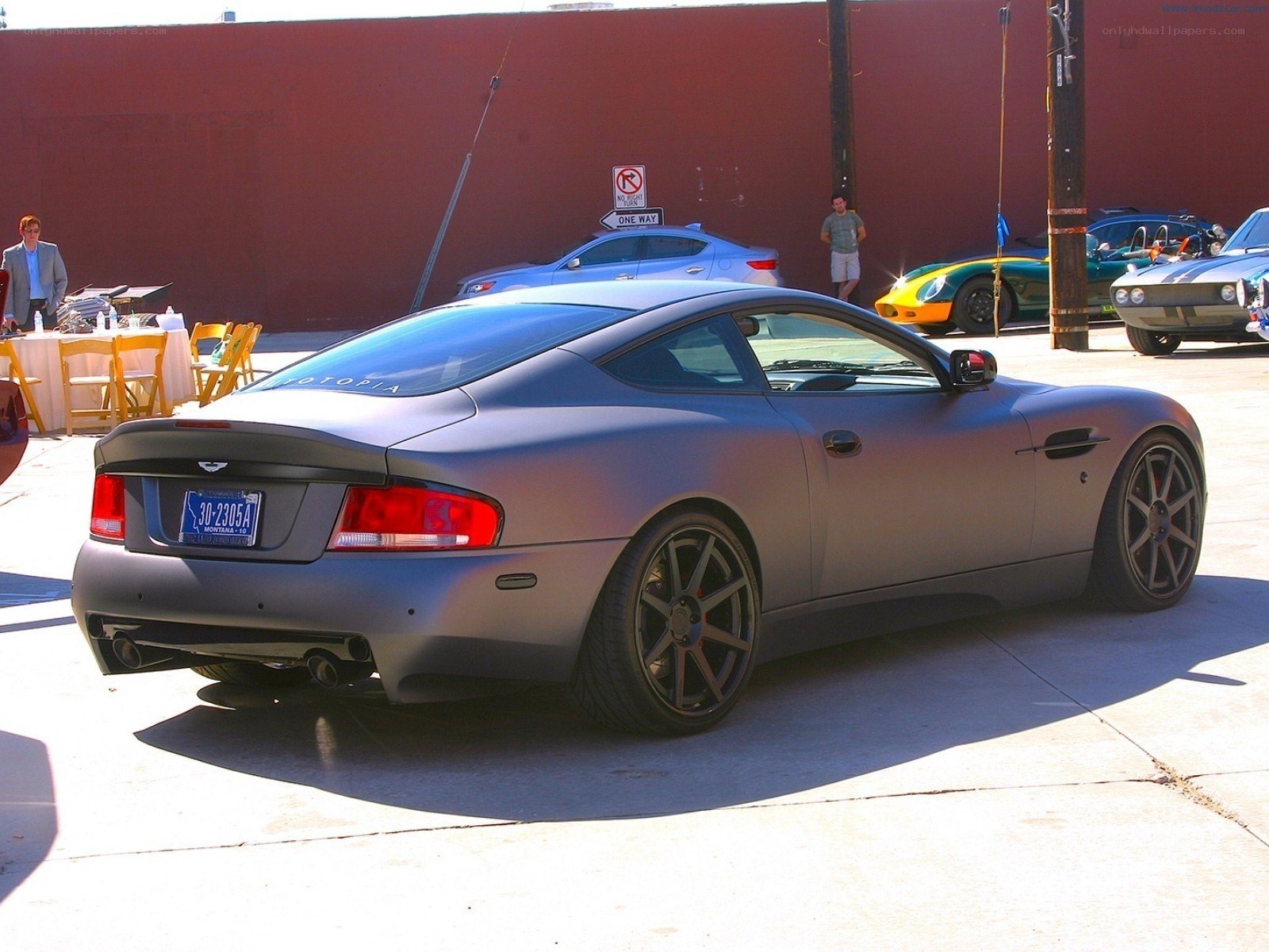 Matte gray Aston Martin at car show