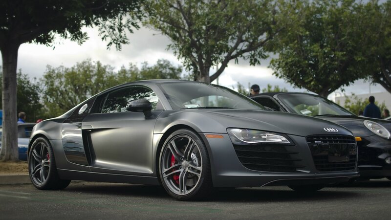 Matte gray Audi R8 sports car