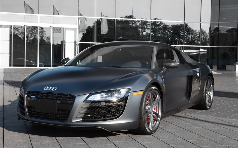 Matte gray Audi R8 sports car