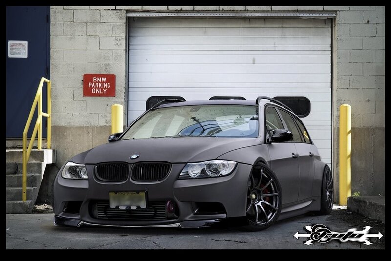Matte gray BMW station wagon