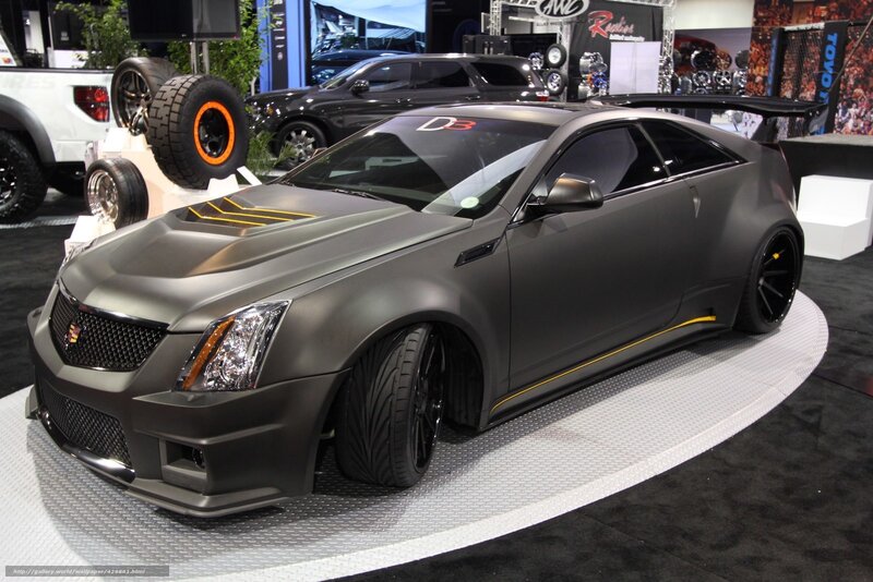 Matte gray Cadillac coupe on display