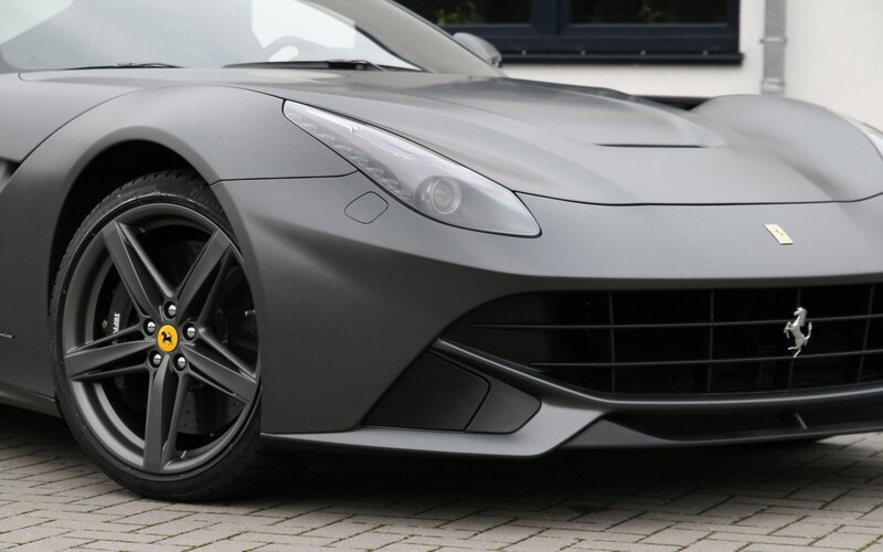 Matte gray Ferrari front view