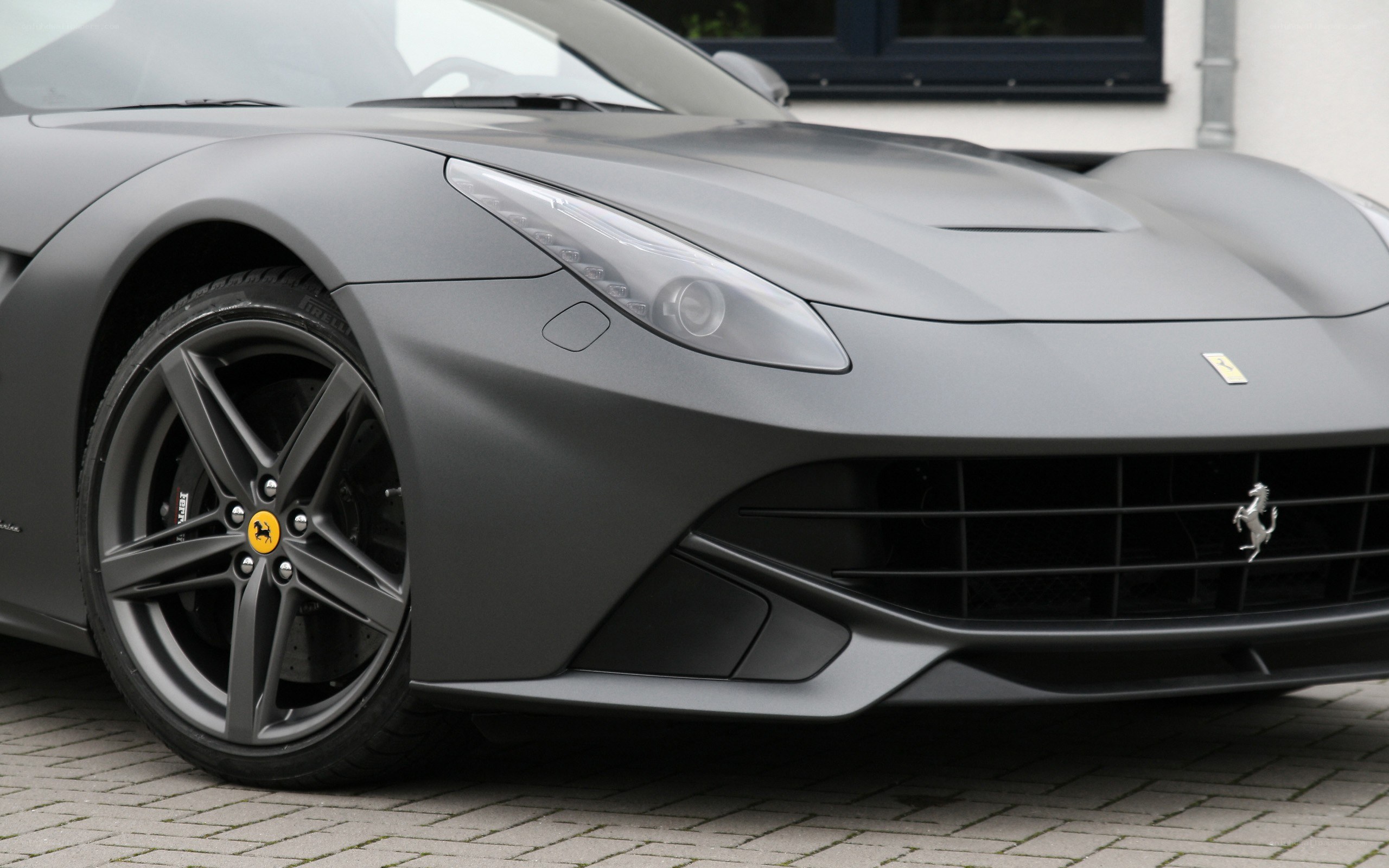 Matte gray Ferrari front view