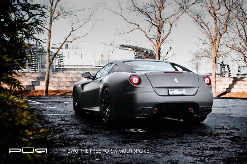 Matte gray Ferrari parked