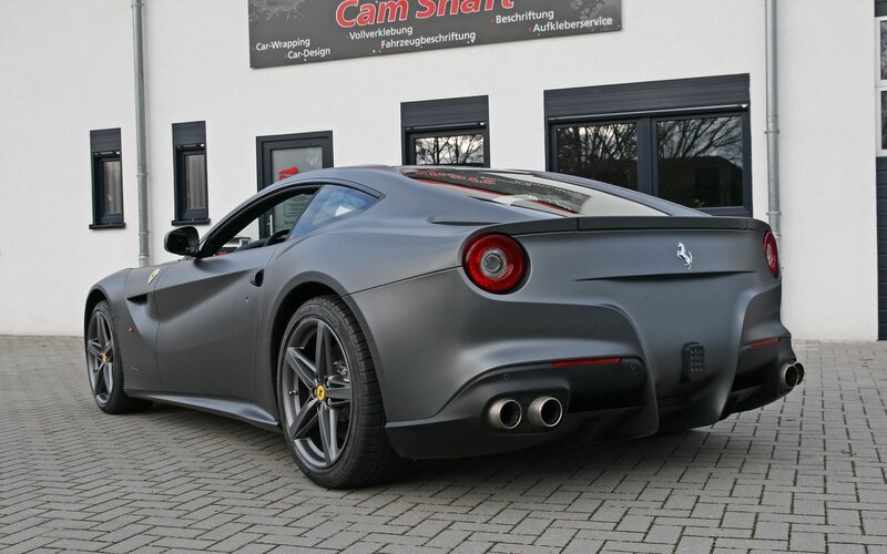 Matte gray Ferrari sports car