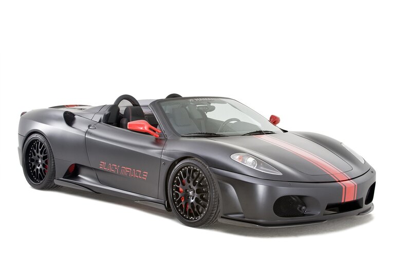 Matte gray Ferrari with red stripes