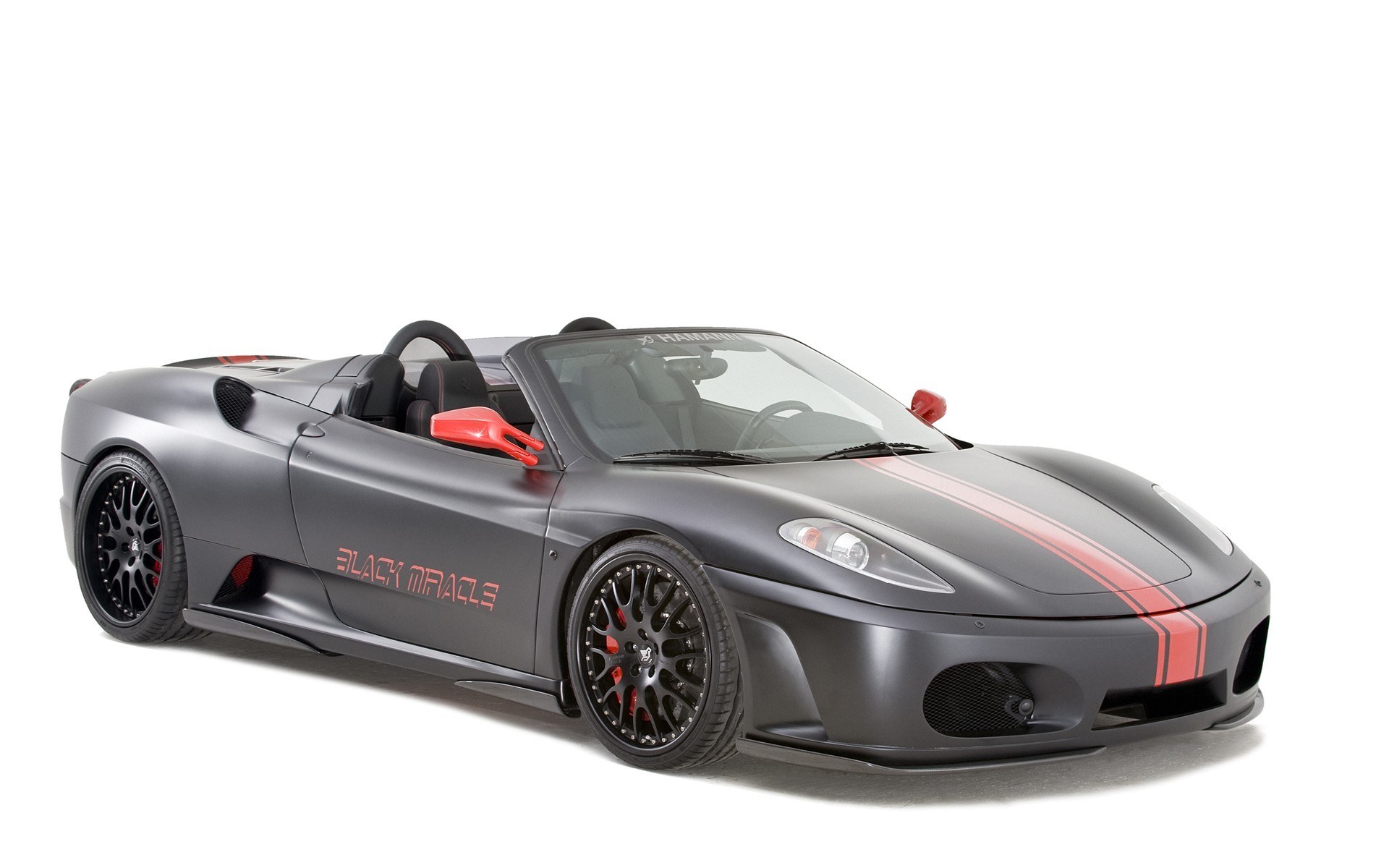 Matte gray Ferrari with red stripes