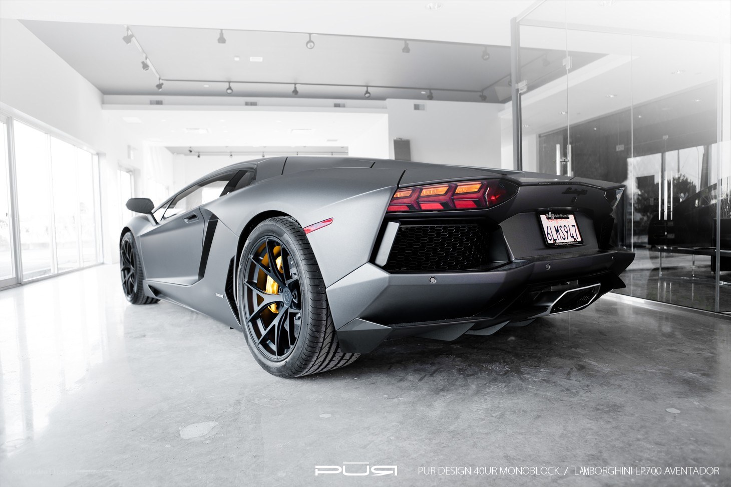 Matte gray Lamborghini Aventador
