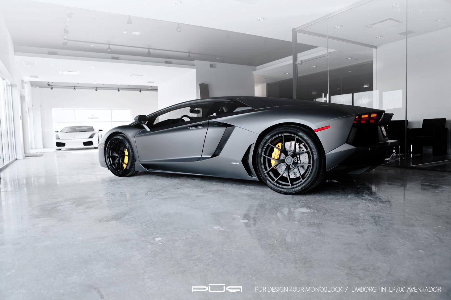 Matte gray Lamborghini Aventador