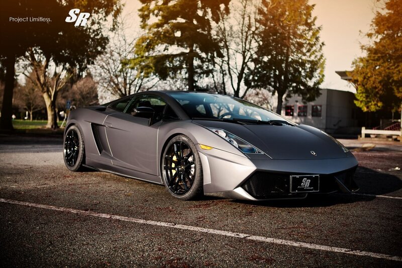Matte Gray Lamborghini — Dramatic, Sunset, Photograph, Car, Trees, Parking Lot