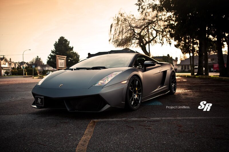 Matte Gray Lamborghini — Dramatic, Sunset