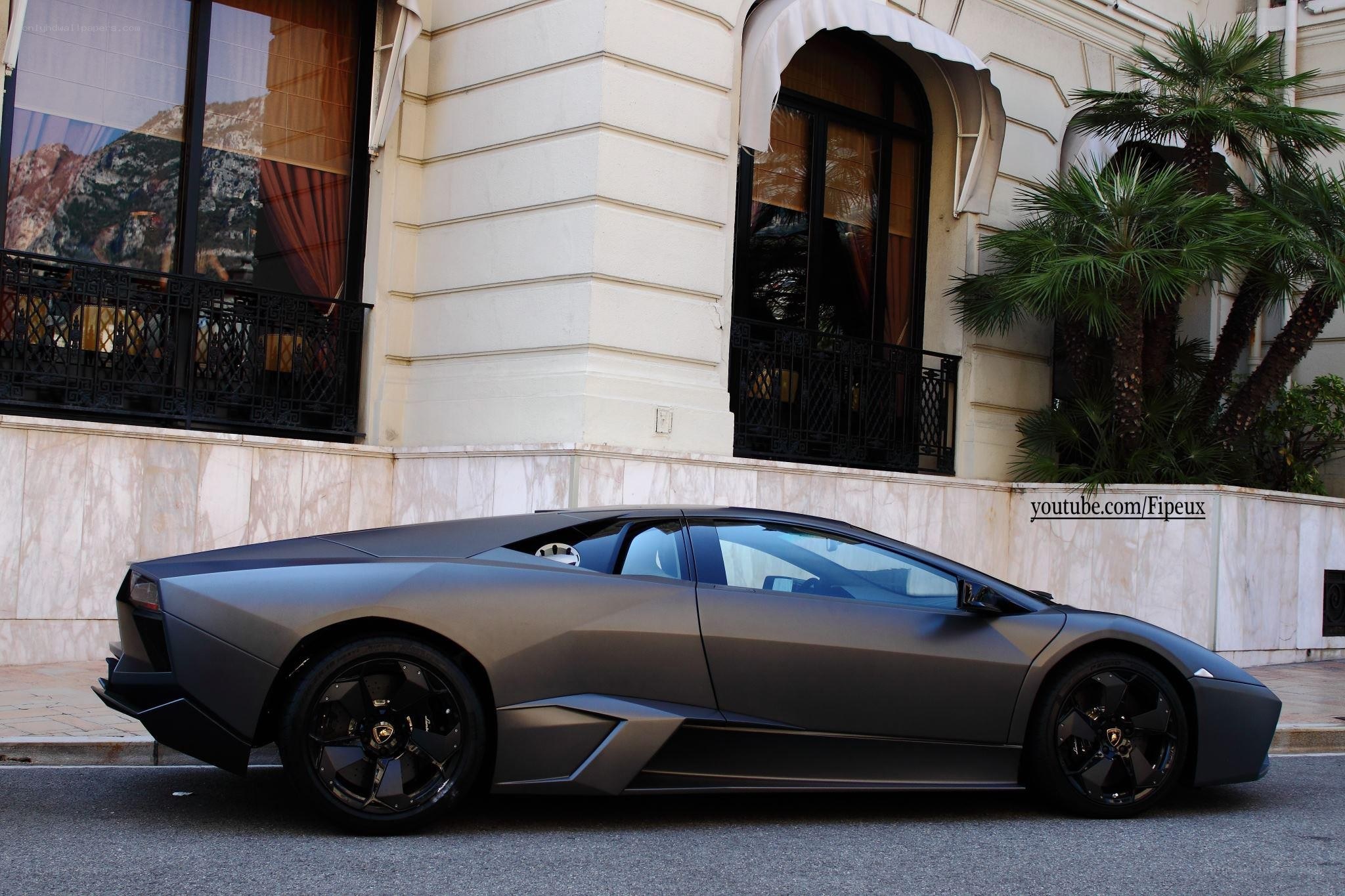 Matte gray Lamborghini parked