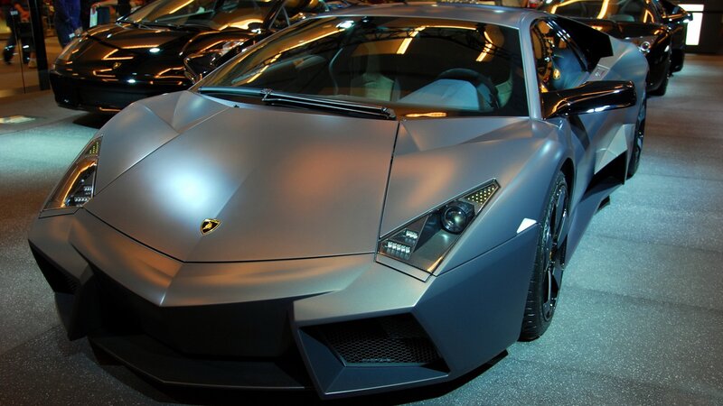 Matte gray Lamborghini sports car