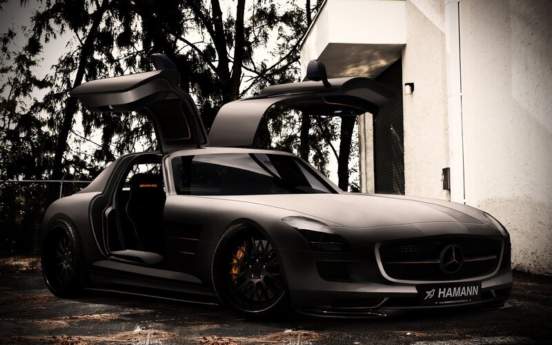 Matte gray Mercedes-Benz SLS AMG