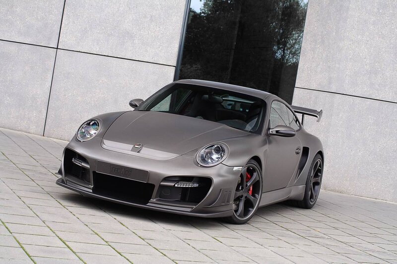 Matte gray Porsche sports car